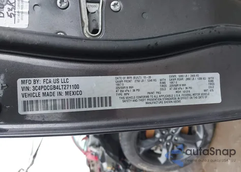 2020 Dodge Journey Crossroad из США, поврежденный, VIN 3C4PDCGB4LT271100